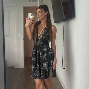 Boho Blackless Deep V Sun Dress